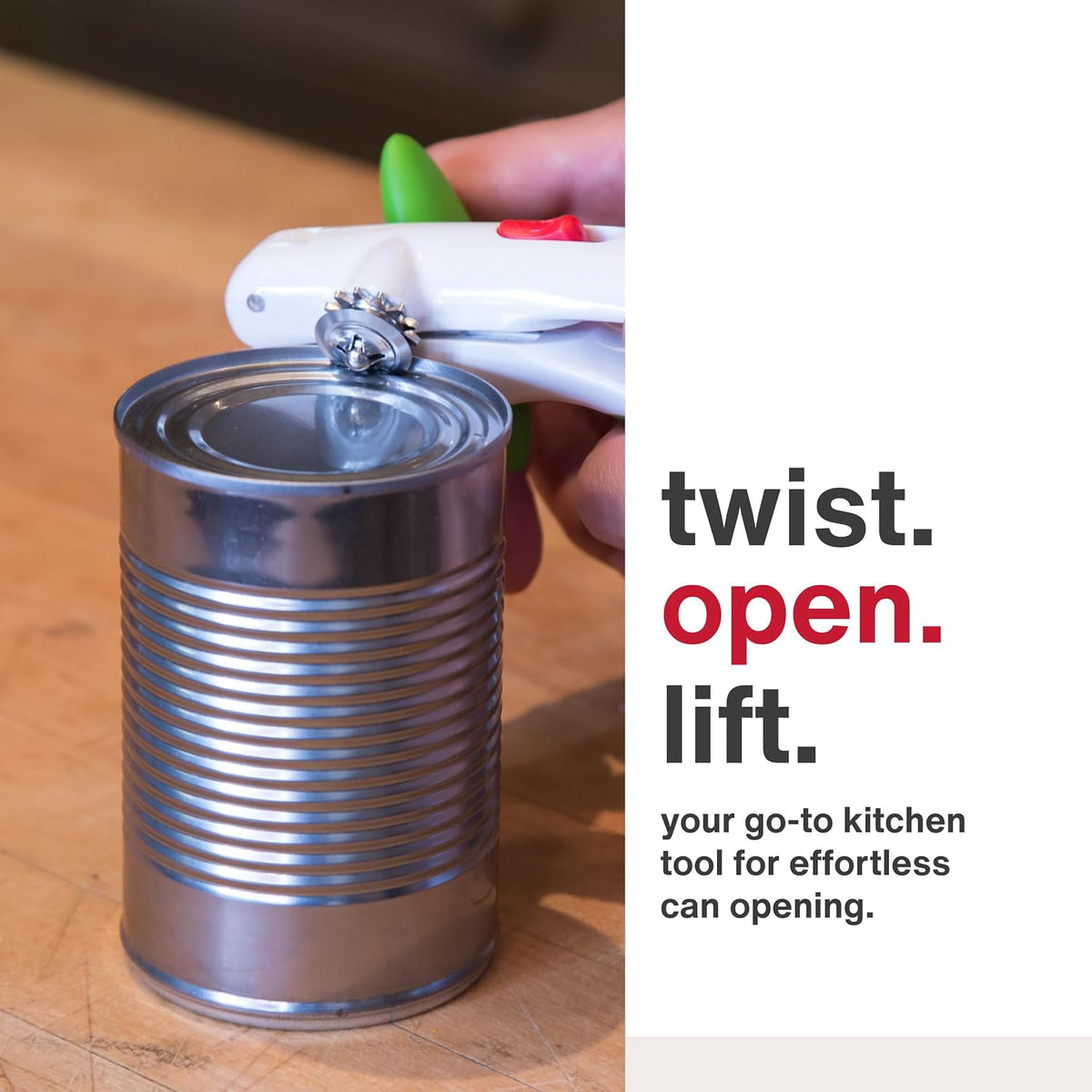 Lock N' Lift Manual Can Opener, Features Lid Lifter Magnet, Green