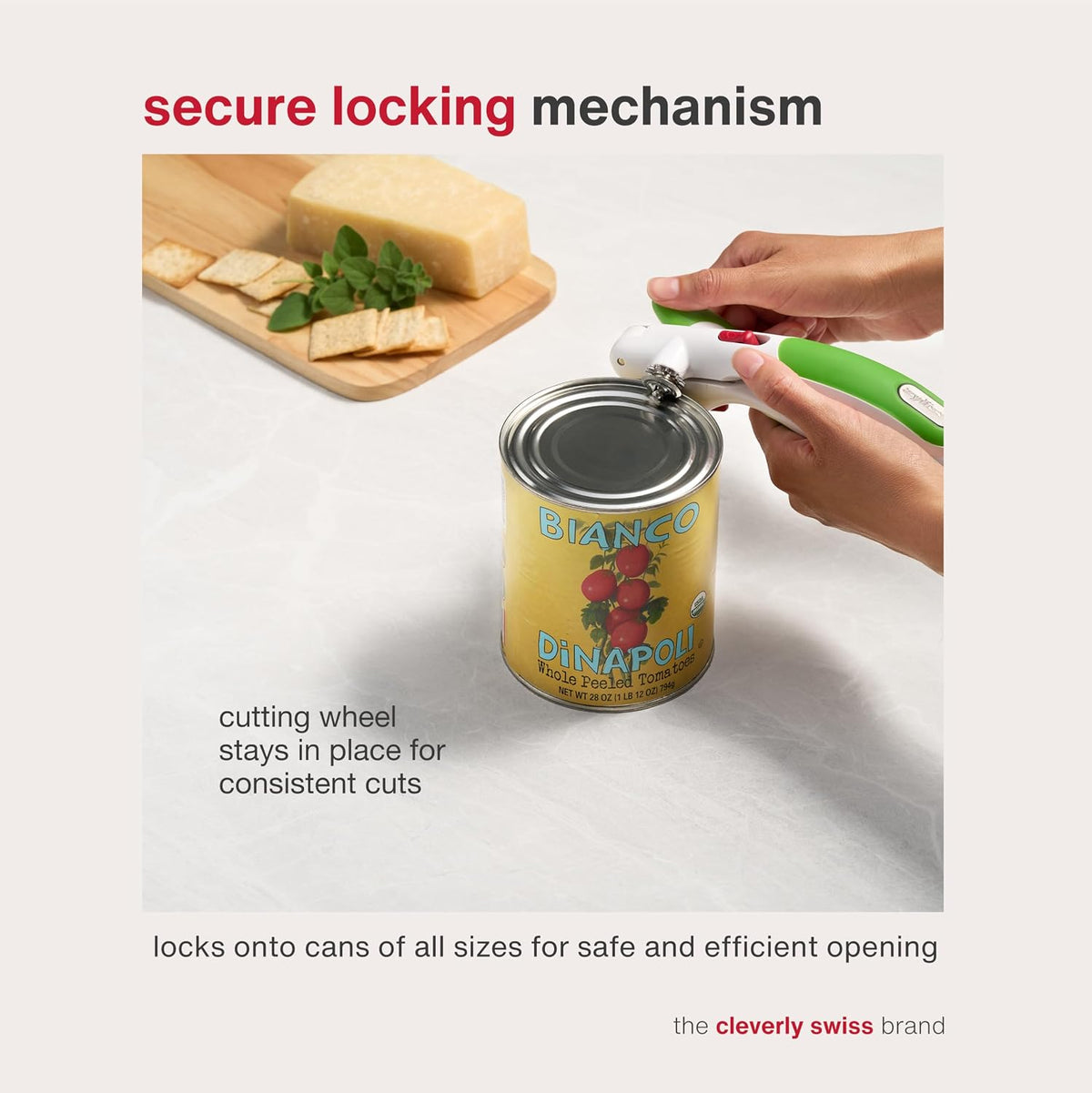 Lock N' Lift Manual Can Opener, Features Lid Lifter Magnet, Green