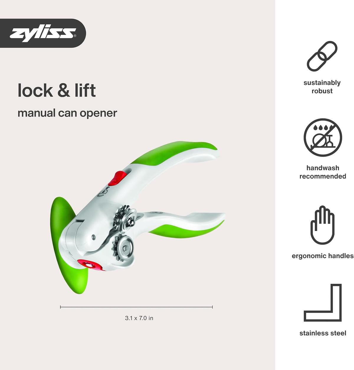 Lock N' Lift Manual Can Opener, Features Lid Lifter Magnet, Green