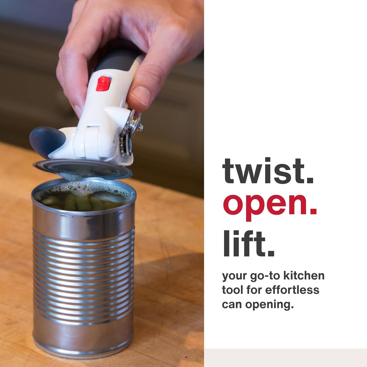 Lock N' Lift Manual Can Opener, Features Lid Lifter Magnet, Green