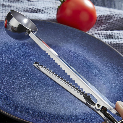 Coffee Scoop Spoon with Bag Clip, Silver, 2 Pcs, 1 Tbsp, 15ML | Stainless Steel, Long Handle, For Ground Coffee and Beans, For Loose Tea and Powder