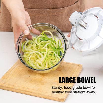 Vegetable Spiralizer & Zucchini Noodle Maker - 3 In 1 Adjustable Spiral Slicer with BPA-Free Plastic & Clear Bowl, Effortless for Cucumber, Potato, Carrot