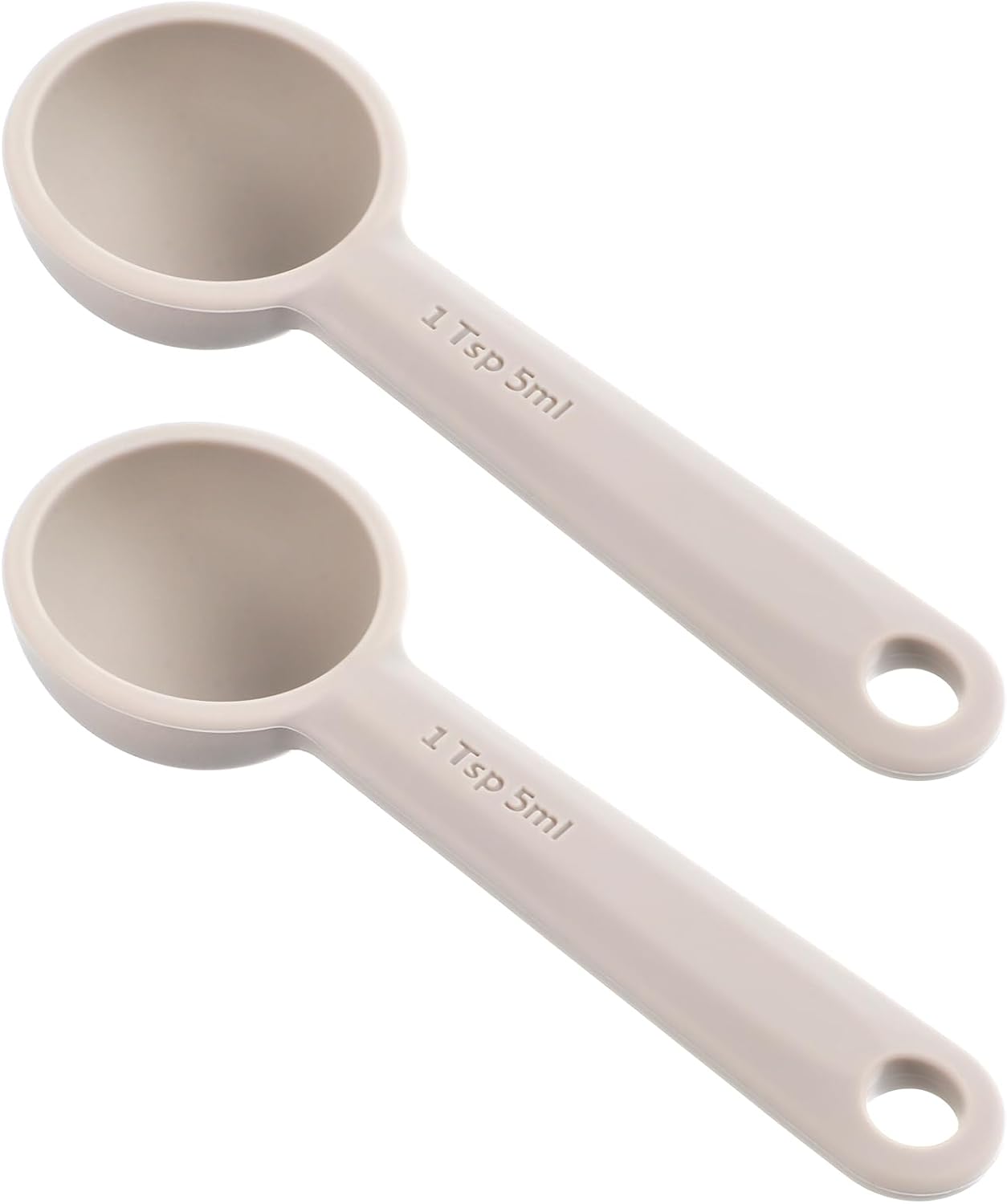 2 PCS Food Grade Silicone Measuring Spoon, (1/3tbsp, 5 ml) Single Teaspoon Scoop with Hanging Hole Mini Measure for Coffee Baking Cooking