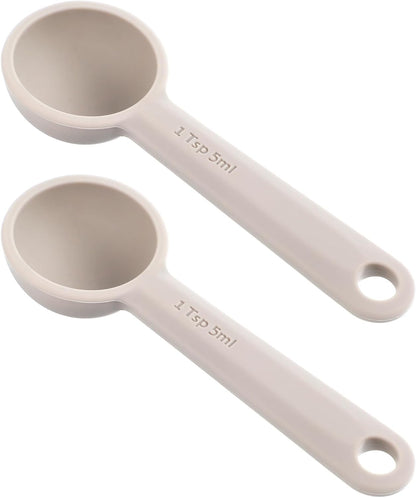 2 PCS Food Grade Silicone Measuring Spoon, (1/3tbsp, 5 ml) Single Teaspoon Scoop with Hanging Hole Mini Measure for Coffee Baking Cooking