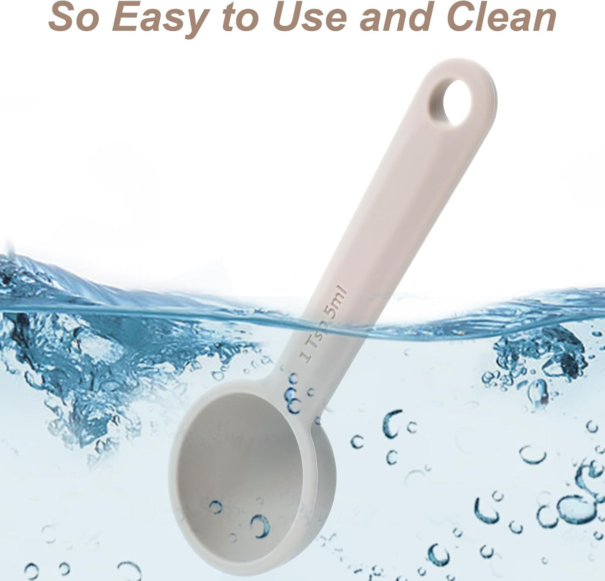 2 PCS Food Grade Silicone Measuring Spoon, (1/3tbsp, 5 ml) Single Teaspoon Scoop with Hanging Hole Mini Measure for Coffee Baking Cooking