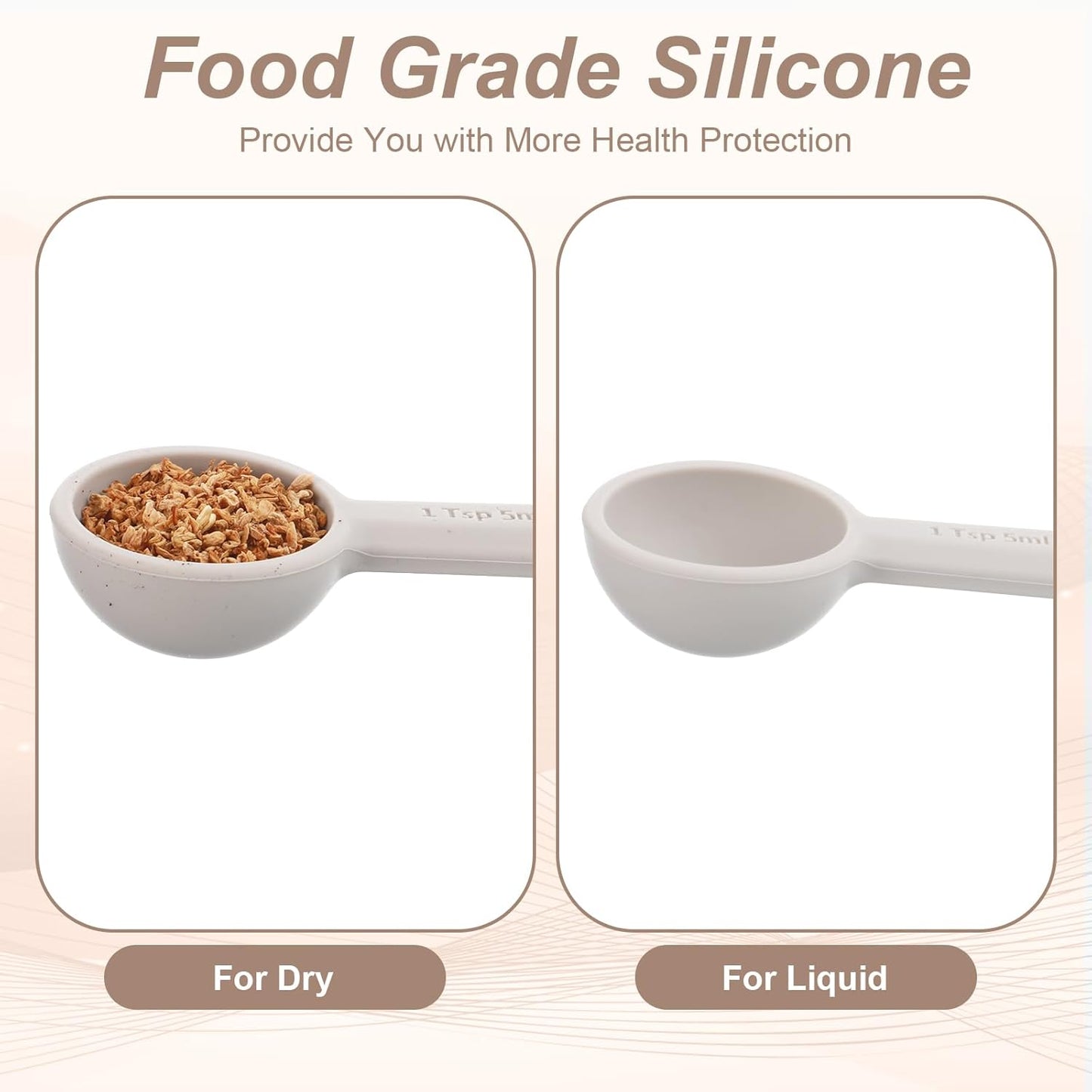 2 PCS Food Grade Silicone Measuring Spoon, (1/3tbsp, 5 ml) Single Teaspoon Scoop with Hanging Hole Mini Measure for Coffee Baking Cooking