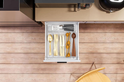 Clear Small Silverware Organizer 9 inch Wide for Kitchen Drawers,BPA Free Silverware Trays and Plastic Silverware Dividers & Holder,Utensil and Flatware Drawer Organizer Suitable for Fork,Spoon