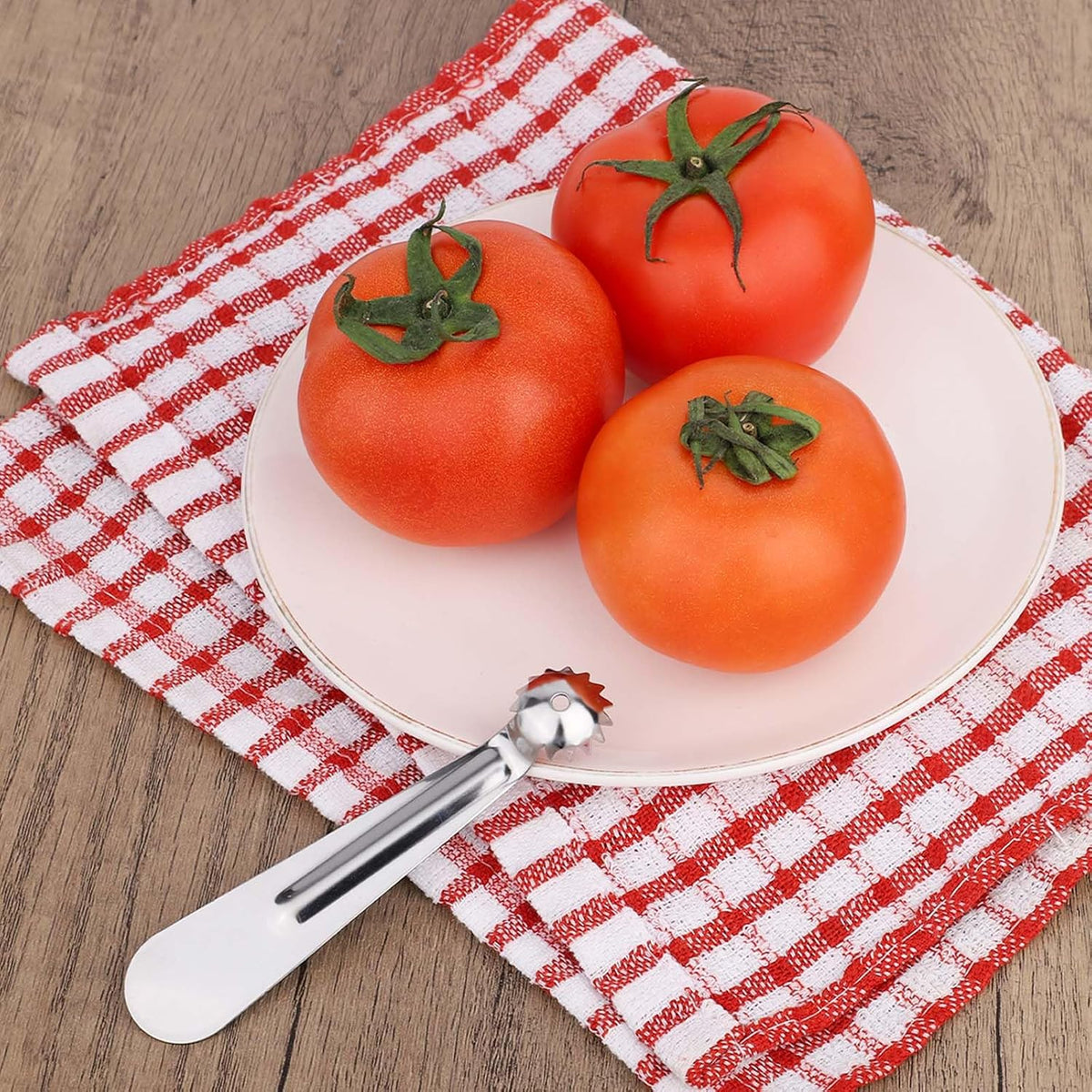 4pcs Tomato Corer Tool, Stainless Steel Tomato Strawberry Stem Remover Strawberry Huller Fruit Vegetable Core Baller Tool for Kitchen