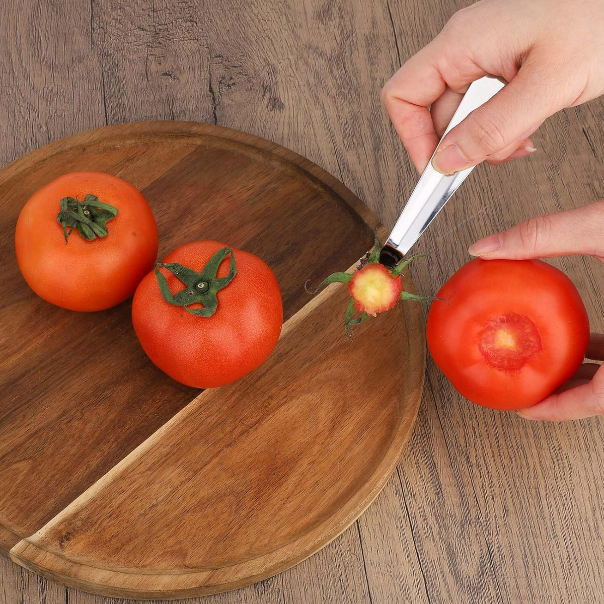 4pcs Tomato Corer Tool, Stainless Steel Tomato Strawberry Stem Remover Strawberry Huller Fruit Vegetable Core Baller Tool for Kitchen