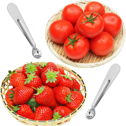 4pcs Tomato Corer Tool, Stainless Steel Tomato Strawberry Stem Remover Strawberry Huller Fruit Vegetable Core Baller Tool for Kitchen