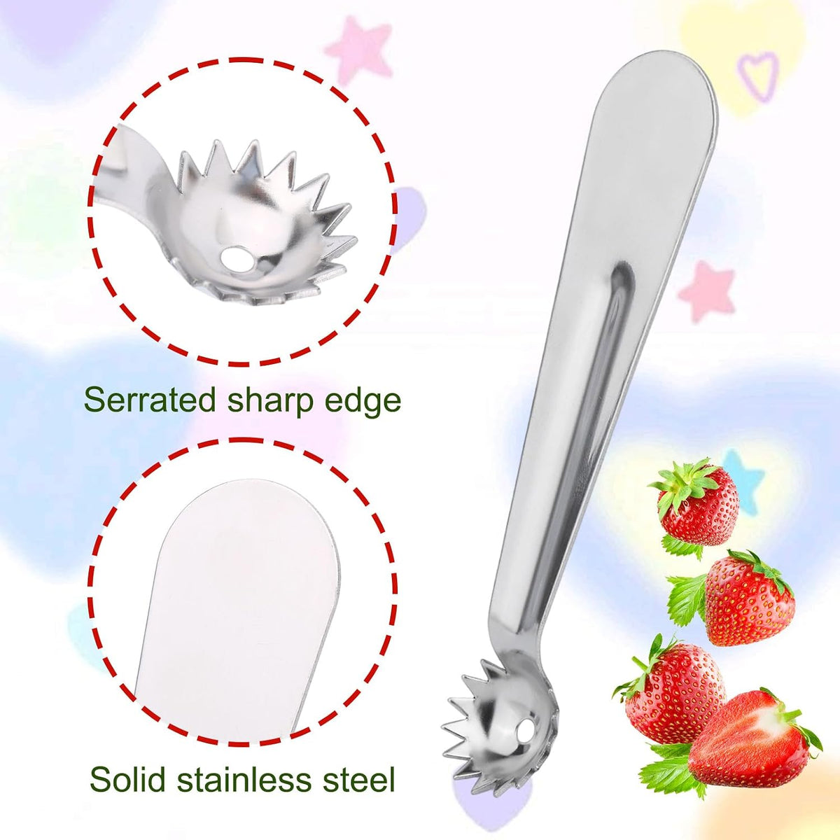 4pcs Tomato Corer Tool, Stainless Steel Tomato Strawberry Stem Remover Strawberry Huller Fruit Vegetable Core Baller Tool for Kitchen
