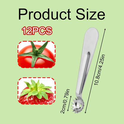 4pcs Tomato Corer Tool, Stainless Steel Tomato Strawberry Stem Remover Strawberry Huller Fruit Vegetable Core Baller Tool for Kitchen