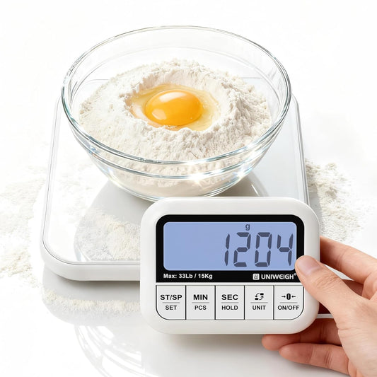 Digital Kitchen Food Scale 33lb-Detachable LCD Display 1g/0.1oz | Precise Electronic Weight Scale for Baking,Tare/Hold/Timer Function,Glass Platform,Count Mode,Wall-Mount & Tilt Stand