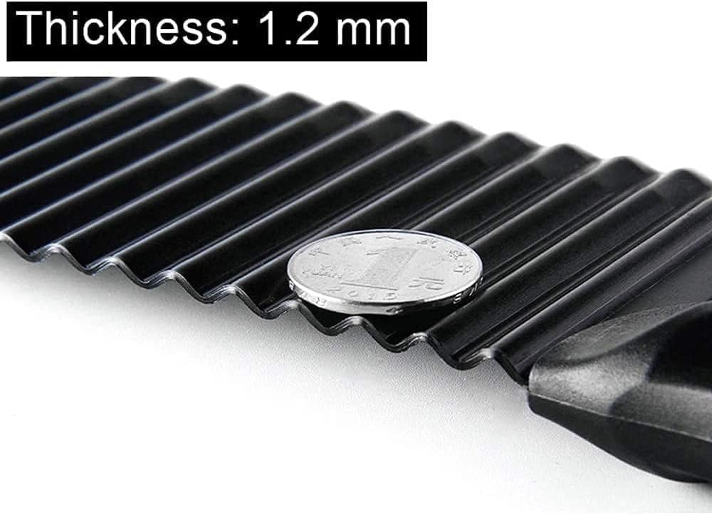 Crinkle Potato Cutter 2.9" x 11.8" Stainless Steel Waves French Fries Slicer Handheld Chipper Chopper, Vegetable Salad Chopping Knife Home Kitchen Wavy Blade Cutting Tool, Black (1 Pack)