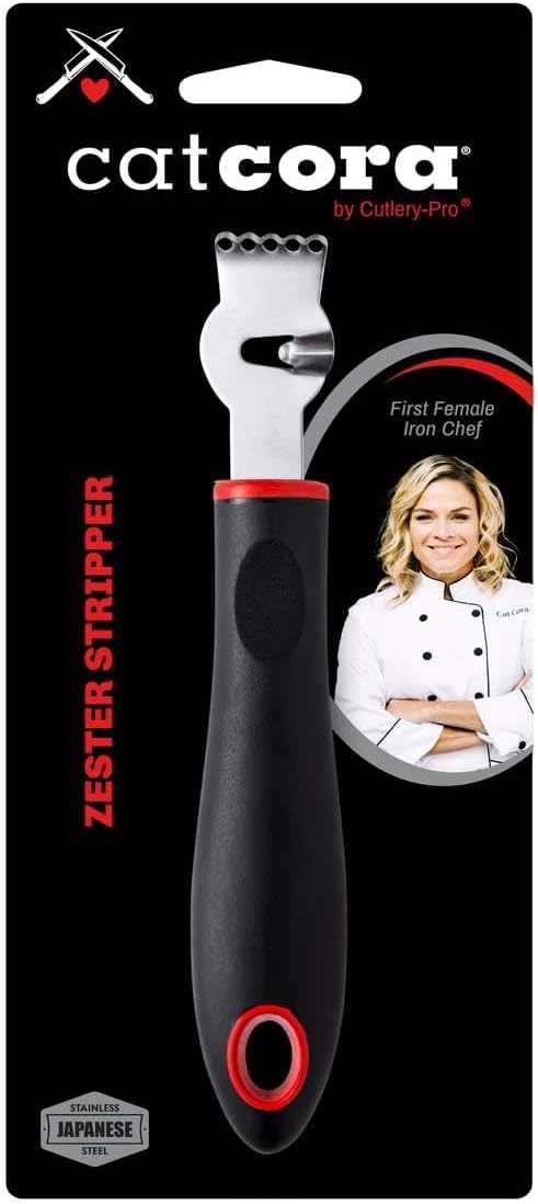 Citrus Zester Stripper, Professional Japanese Stainless Steel Blade For Zesting, Citrus Peel Twists, and Chocolate Curl Garnishes, Ergonomic Soft-Grip Handle