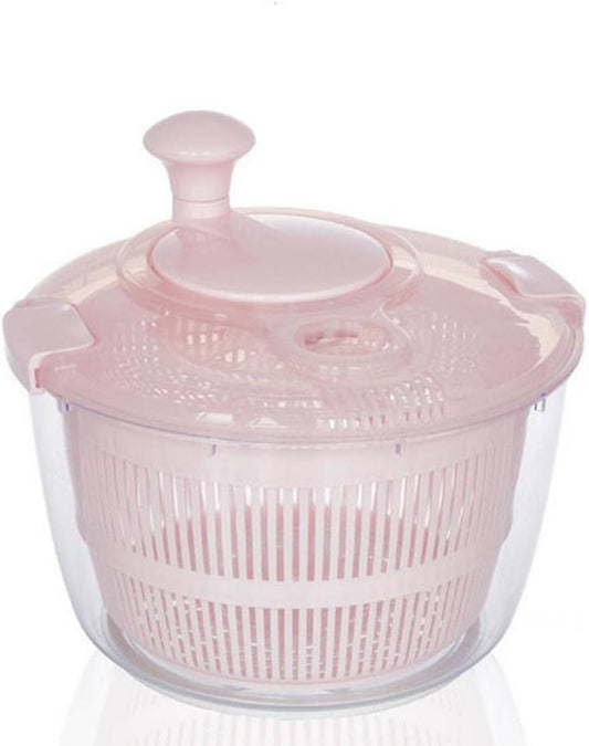 Salad Spinner Large Plastic Kitchen Salad Spinner 5 Litres Quick Vegetable Dryer BPA Free(Pink)