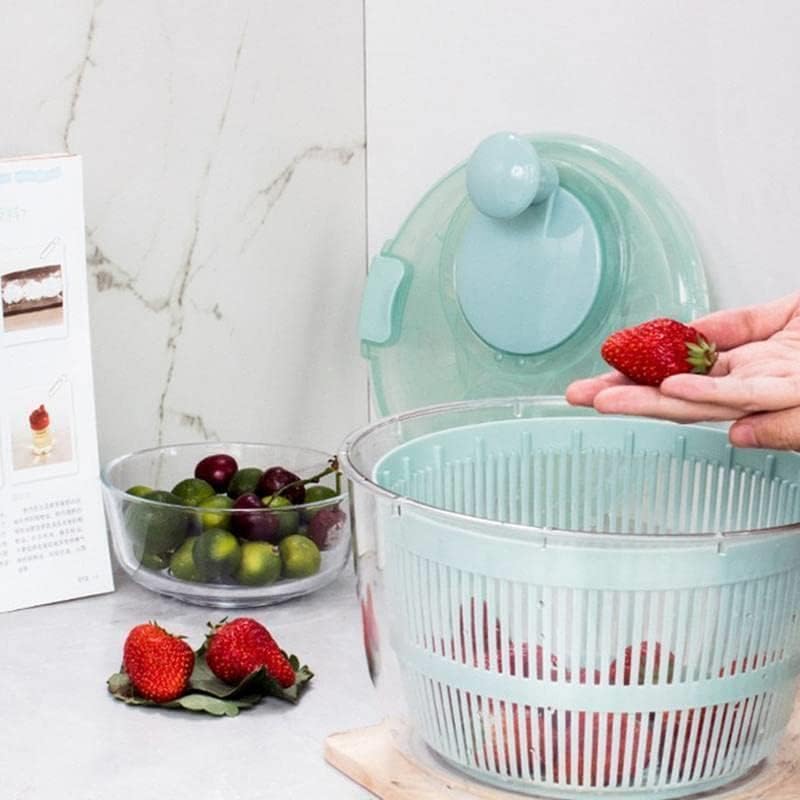 Salad Spinner Large Plastic Kitchen Salad Spinner 5 Litres Quick Vegetable Dryer BPA Free(Pink)