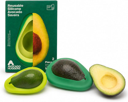 Avocado Huggers 2pc Silicone Reusable Avocado Savers with Pit Storage | BPA Free, Dishwasher Safe Holder | Large & Small Set