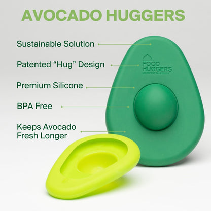 Avocado Huggers 2pc Silicone Reusable Avocado Savers with Pit Storage | BPA Free, Dishwasher Safe Holder | Large & Small Set