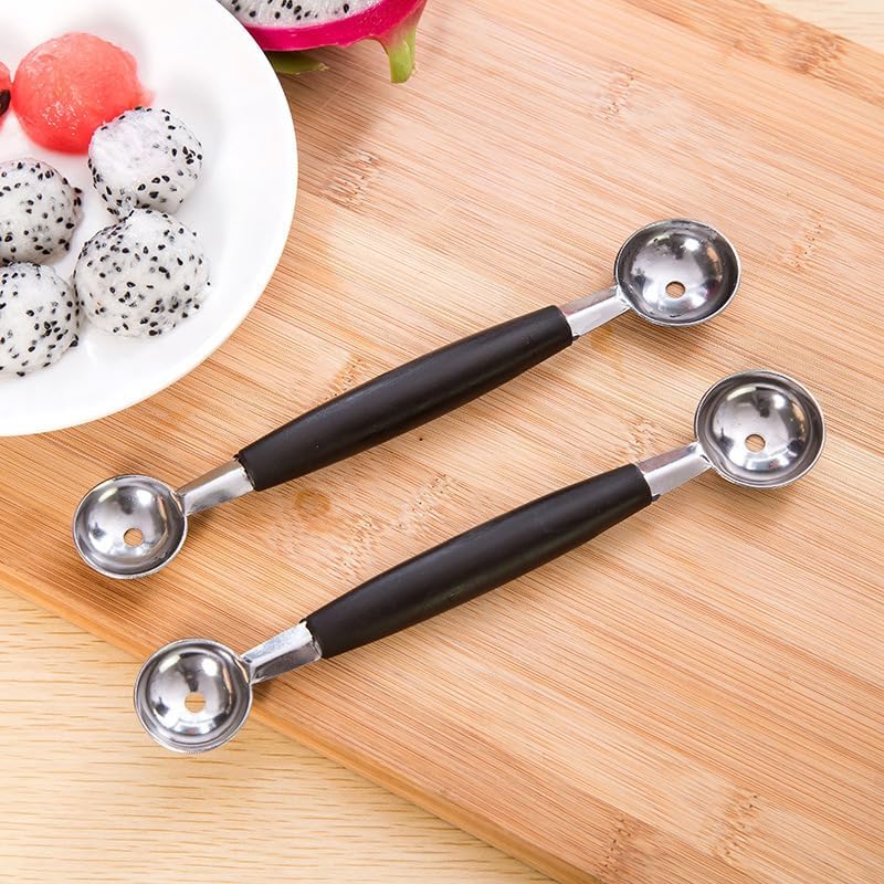 2Pcs Double-Sided Fruit Melon Baller Spoon