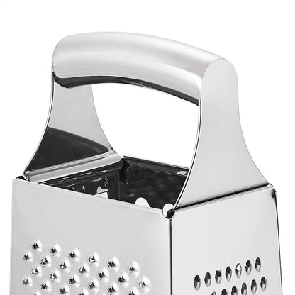 Rectangular 4-Sided Box Cheese Grater and Shredder, Stainless Steel, Handheld, for Vegetables, Zester, Non-Slip Base, Dishwasher-Safe, 9 inch, Black