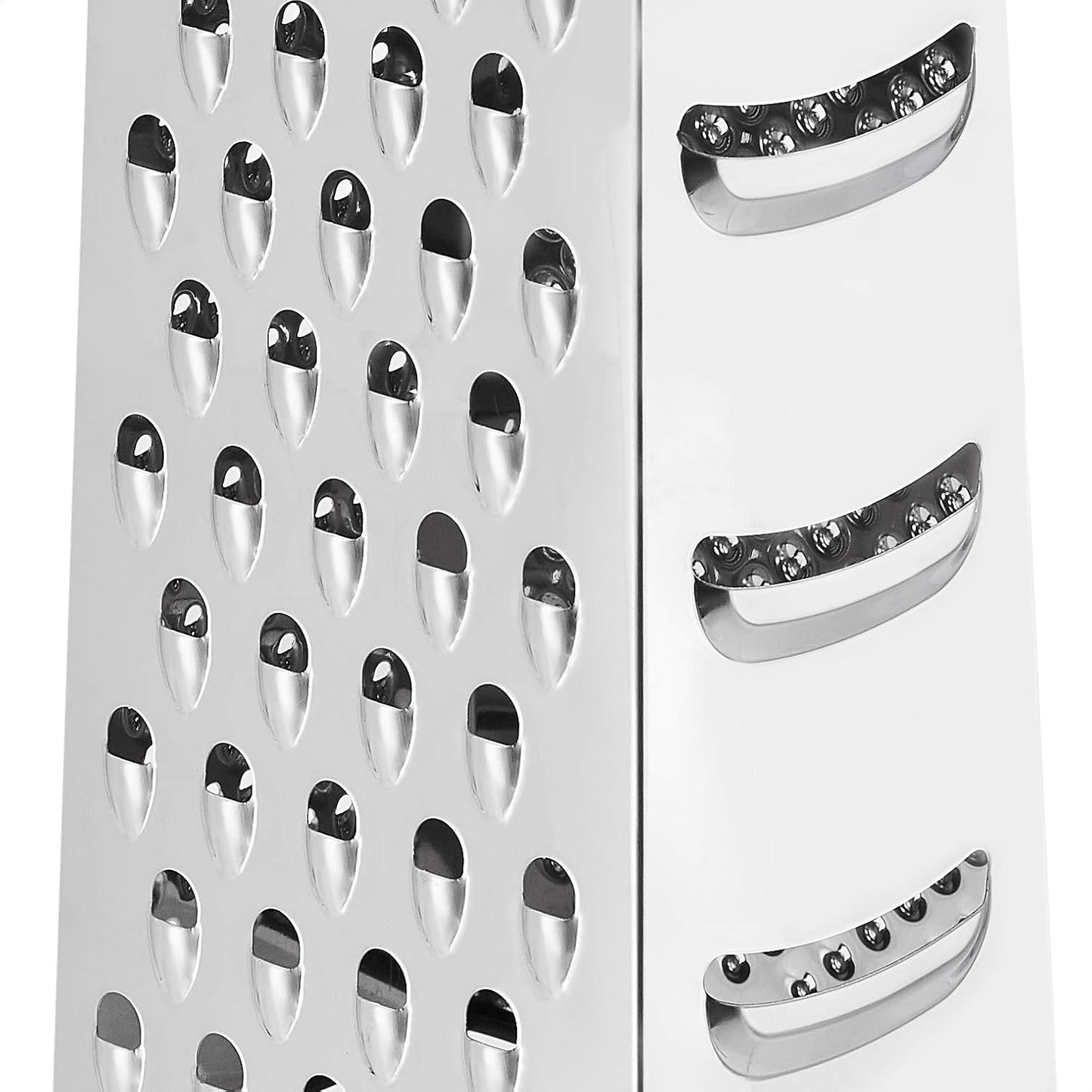 Rectangular 4-Sided Box Cheese Grater and Shredder, Stainless Steel, Handheld, for Vegetables, Zester, Non-Slip Base, Dishwasher-Safe, 9 inch, Black