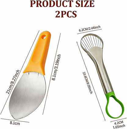 2pcs Avocado Slicer and Mango Slicer Cutting Tool Set, Avocado Tool and Fruit Corer, Easy to Use for Kitchen, Quick Slicing and Pitting, Perfect for Fruit Lovers