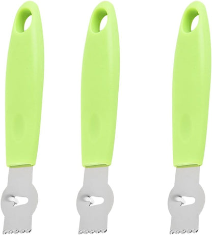 3Pcs Stainless Steel Julienne Tool and Fruit Parer with Comfortable Handle Peeler and Grater for Potato Carrot Lemon Kitchen Accessories in Light Green