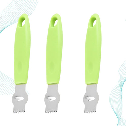 3Pcs Stainless Steel Julienne Tool and Fruit Parer with Comfortable Handle Peeler and Grater for Potato Carrot Lemon Kitchen Accessories in Light Green