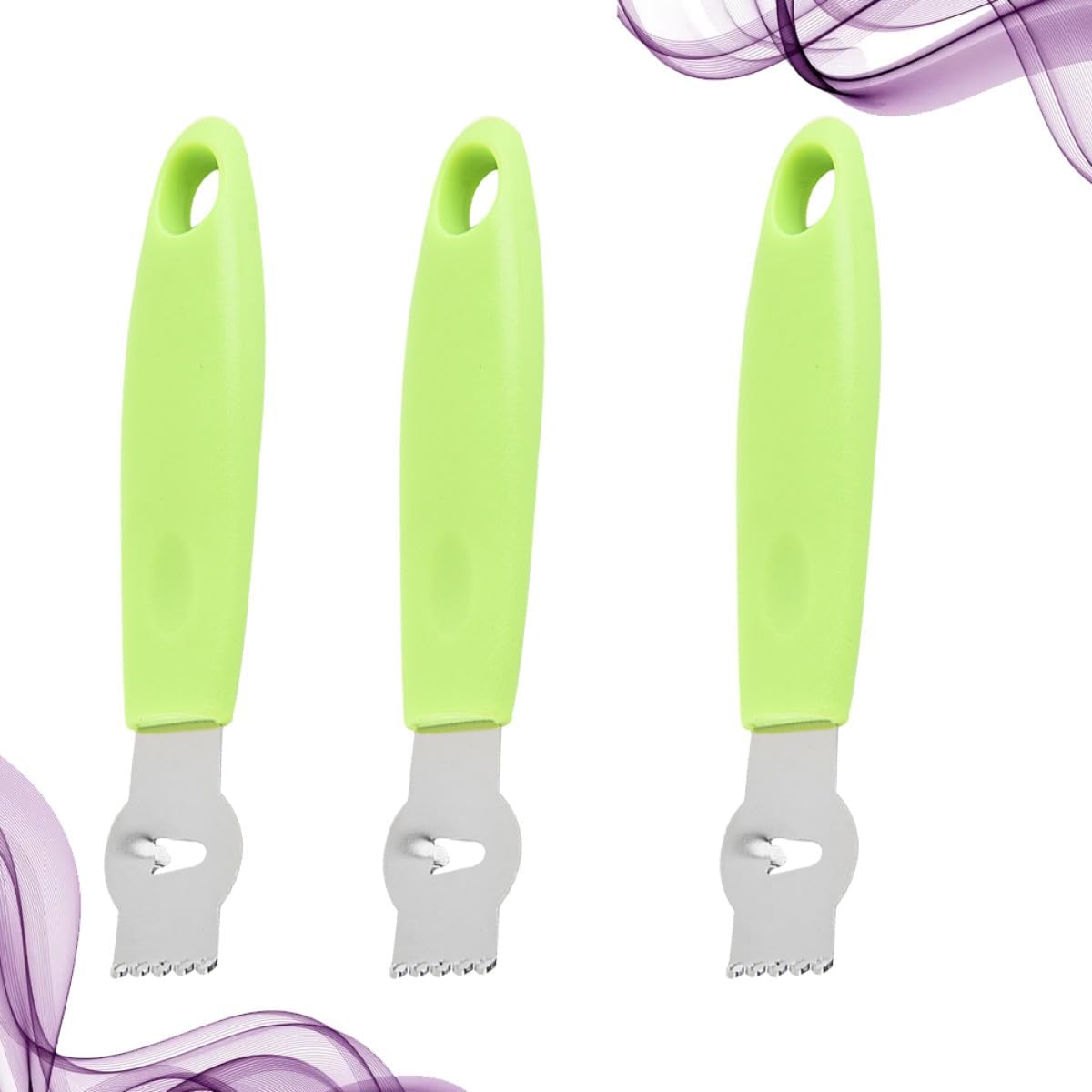 3Pcs Stainless Steel Julienne Tool and Fruit Parer with Comfortable Handle Peeler and Grater for Potato Carrot Lemon Kitchen Accessories in Light Green