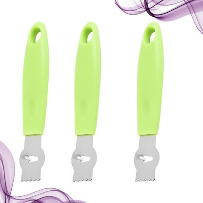 3Pcs Stainless Steel Julienne Tool and Fruit Parer with Comfortable Handle Peeler and Grater for Potato Carrot Lemon Kitchen Accessories in Light Green