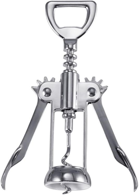 Silver Plated Wing Corkscrew Wine Bottle Opener Alloy Manual Cork Remover for Home Bar and Restaurant Use