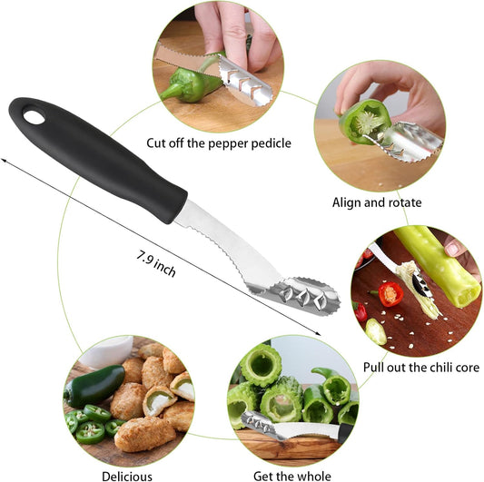 Vegetable Corer Tool, 6 Pcs Stainless Steel Fruit and Vegetable Corer Tools for Home Kitchen Cherry Pear Jujube Zucchini Chili