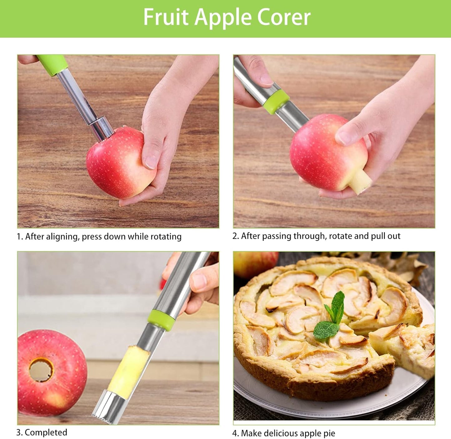 Vegetable Corer Tool, 6 Pcs Stainless Steel Fruit and Vegetable Corer Tools for Home Kitchen Cherry Pear Jujube Zucchini Chili