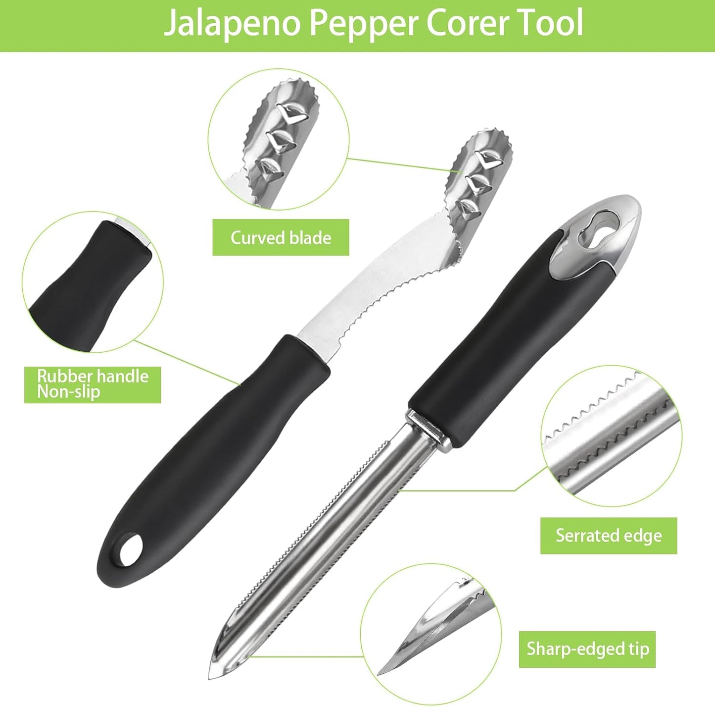 Vegetable Corer Tool, 6 Pcs Stainless Steel Fruit and Vegetable Corer Tools for Home Kitchen Cherry Pear Jujube Zucchini Chili