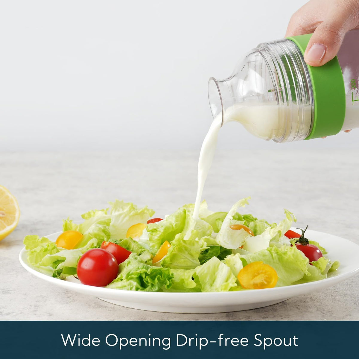 2 in 1 Salad Dressing Shaker Container with Juicer, Pour Spout, LeakprooF, Soft Grip, Dishwasher Safe, Homemade Oil and Vinegar Salad Dressing Bottle Mixer Dispenser, BPA Free 1 Cup, Black