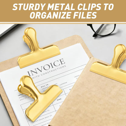 Chip Clips Bag Clips Gold Stainless Steel Clip for Food Storage | Air Tight Seal Chip Bag Clip 3 Inch Strong Food Clip for Snack,Chips,Kitchen Decor,Home&Office Paper Heavy Duty Clips-8 Pack