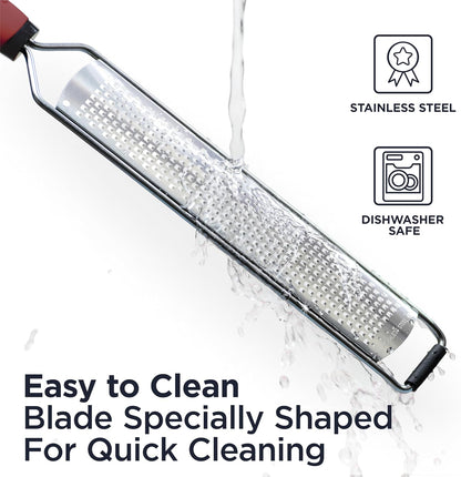 Deiss PRO Citrus Zester & Manual Cheese Grater - Parmesan, Lemon, Ginger, Garlic, Nutmeg, Chocolate - Sharp Stainless Steel Blade - Dishwasher Safe