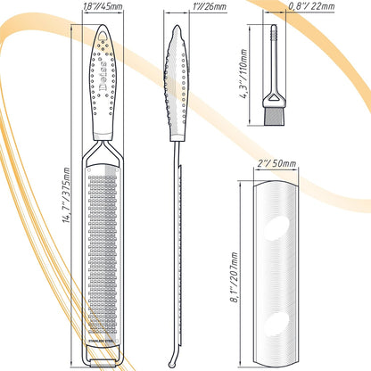Deiss PRO Citrus Zester & Manual Cheese Grater - Parmesan, Lemon, Ginger, Garlic, Nutmeg, Chocolate - Sharp Stainless Steel Blade - Dishwasher Safe