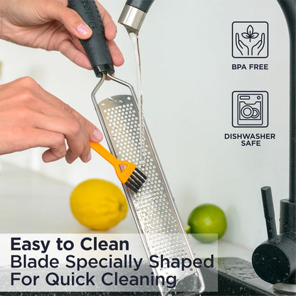 Deiss PRO Citrus Zester & Manual Cheese Grater - Parmesan, Lemon, Ginger, Garlic, Nutmeg, Chocolate - Sharp Stainless Steel Blade - Dishwasher Safe