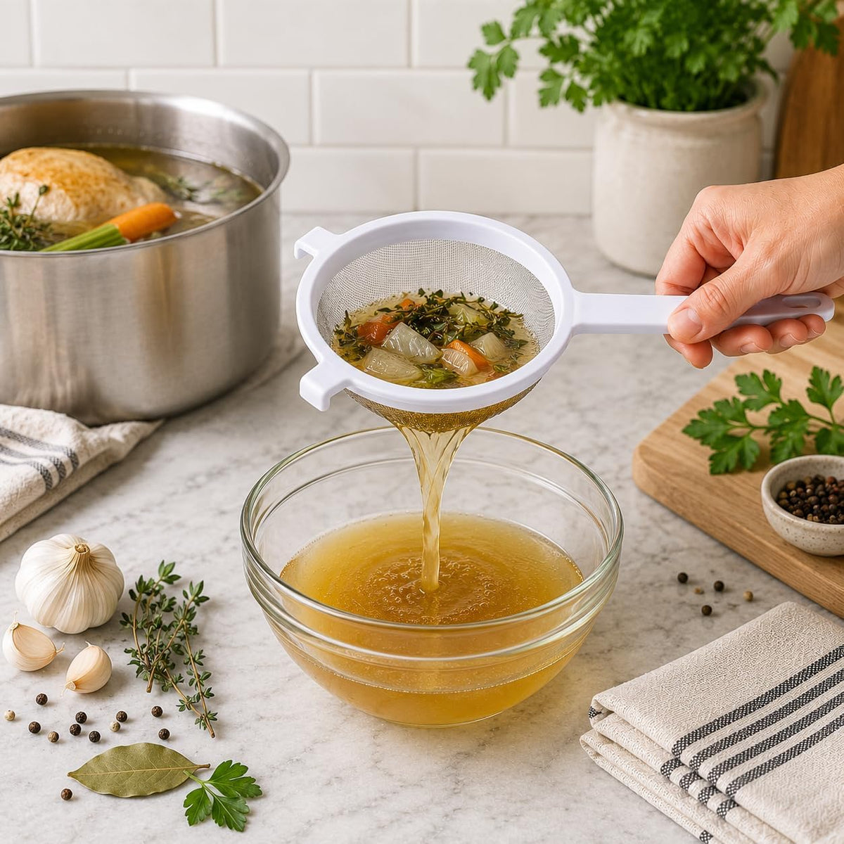 Kitchen Double-Ear Fine Mesh Strainers, 4 Sizes, BPA Free, Non Reactive