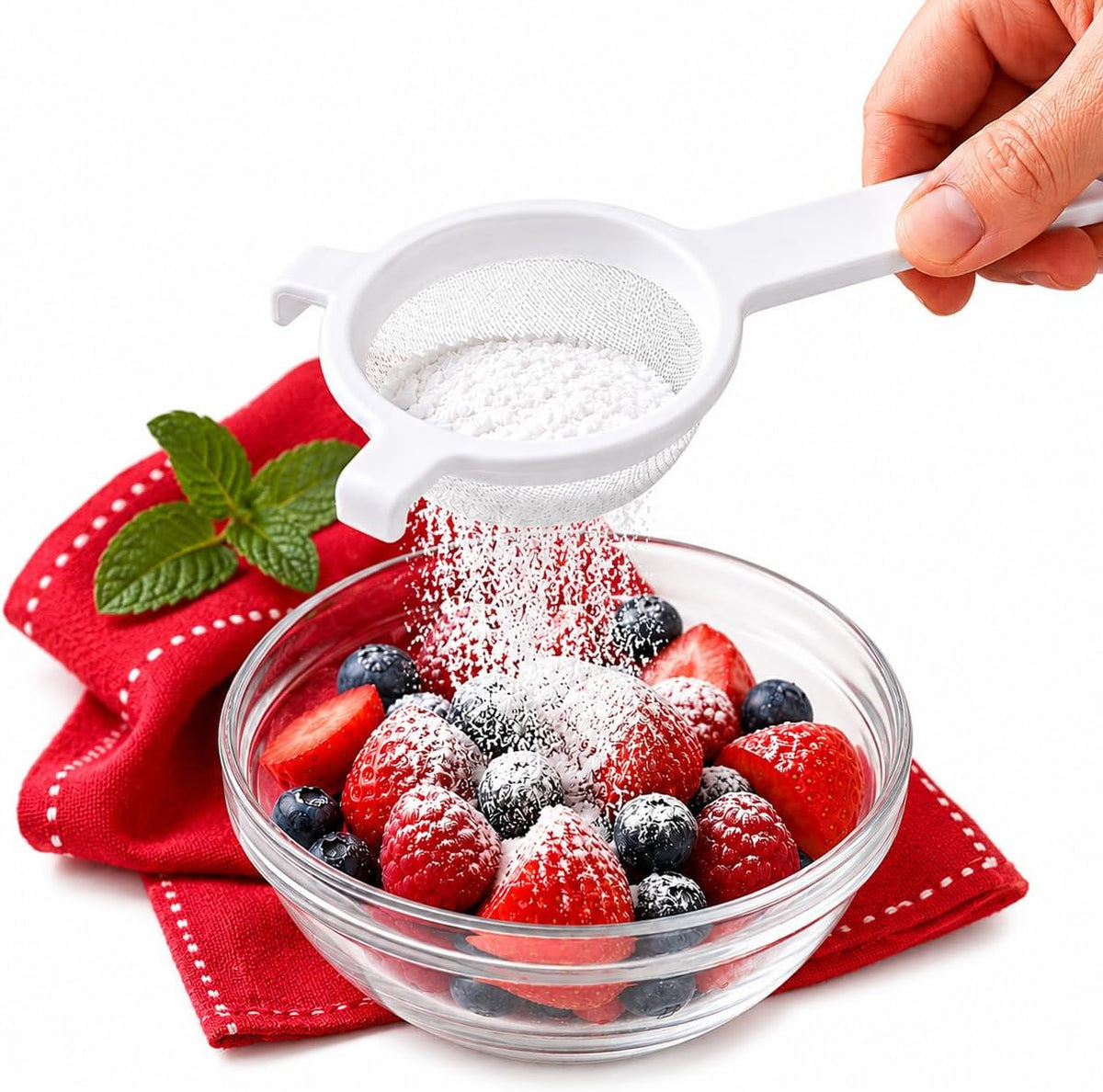 Kitchen Double-Ear Fine Mesh Strainers, 4 Sizes, BPA Free, Non Reactive