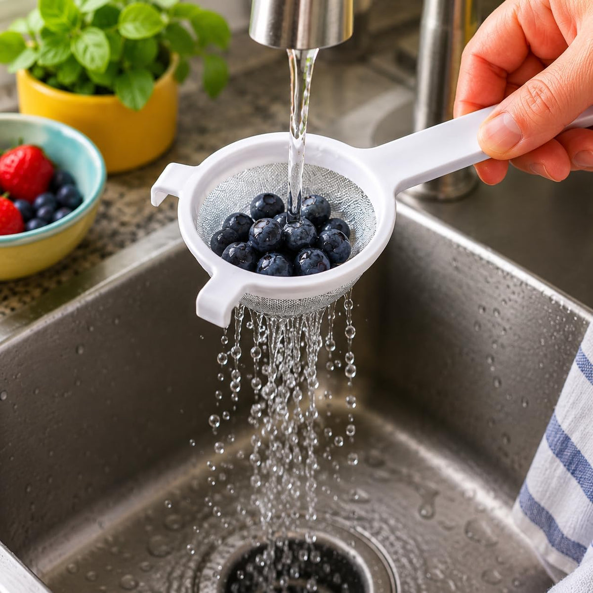 Kitchen Double-Ear Fine Mesh Strainers, 4 Sizes, BPA Free, Non Reactive