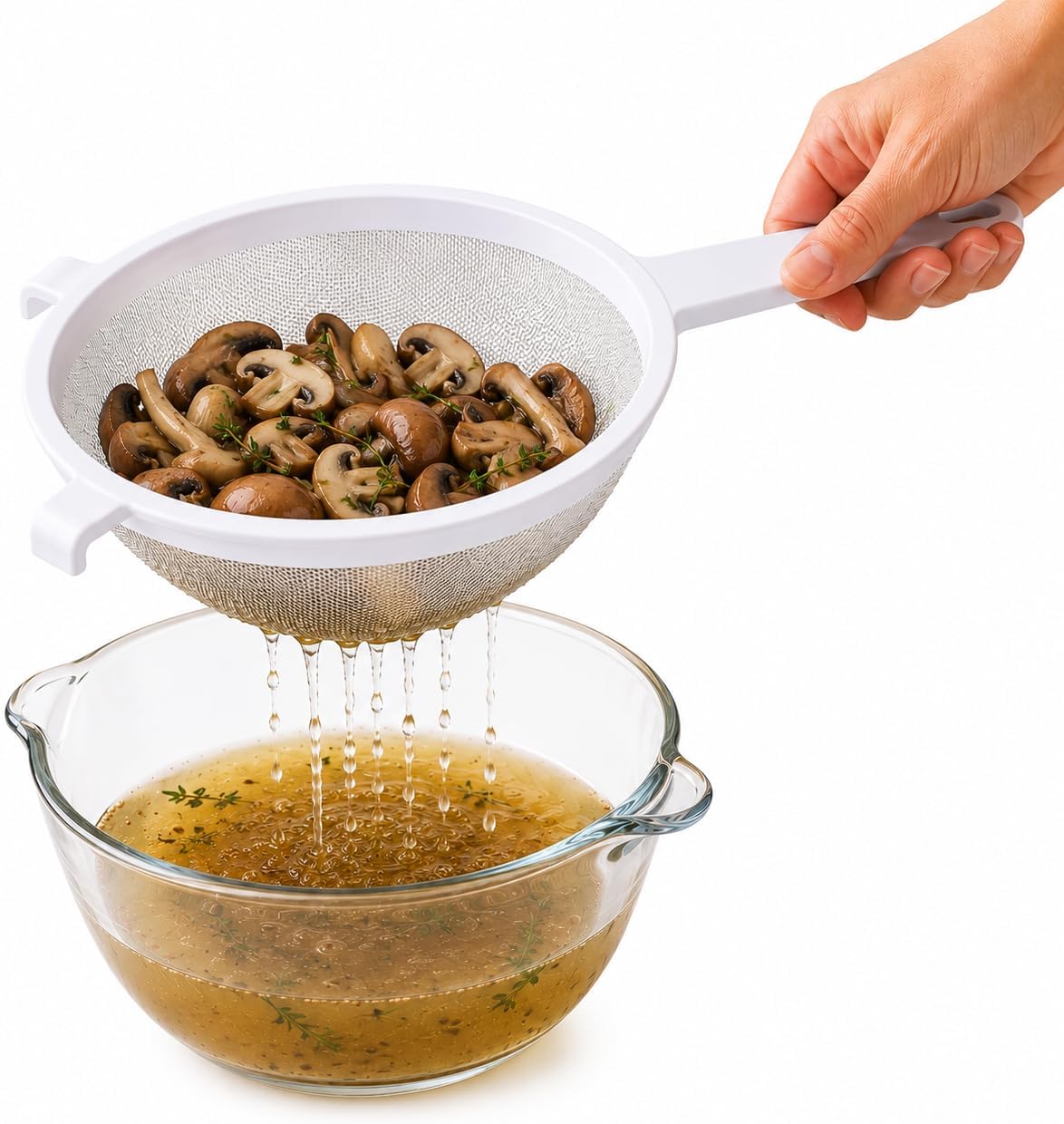 Kitchen Double-Ear Fine Mesh Strainers, 4 Sizes, BPA Free, Non Reactive