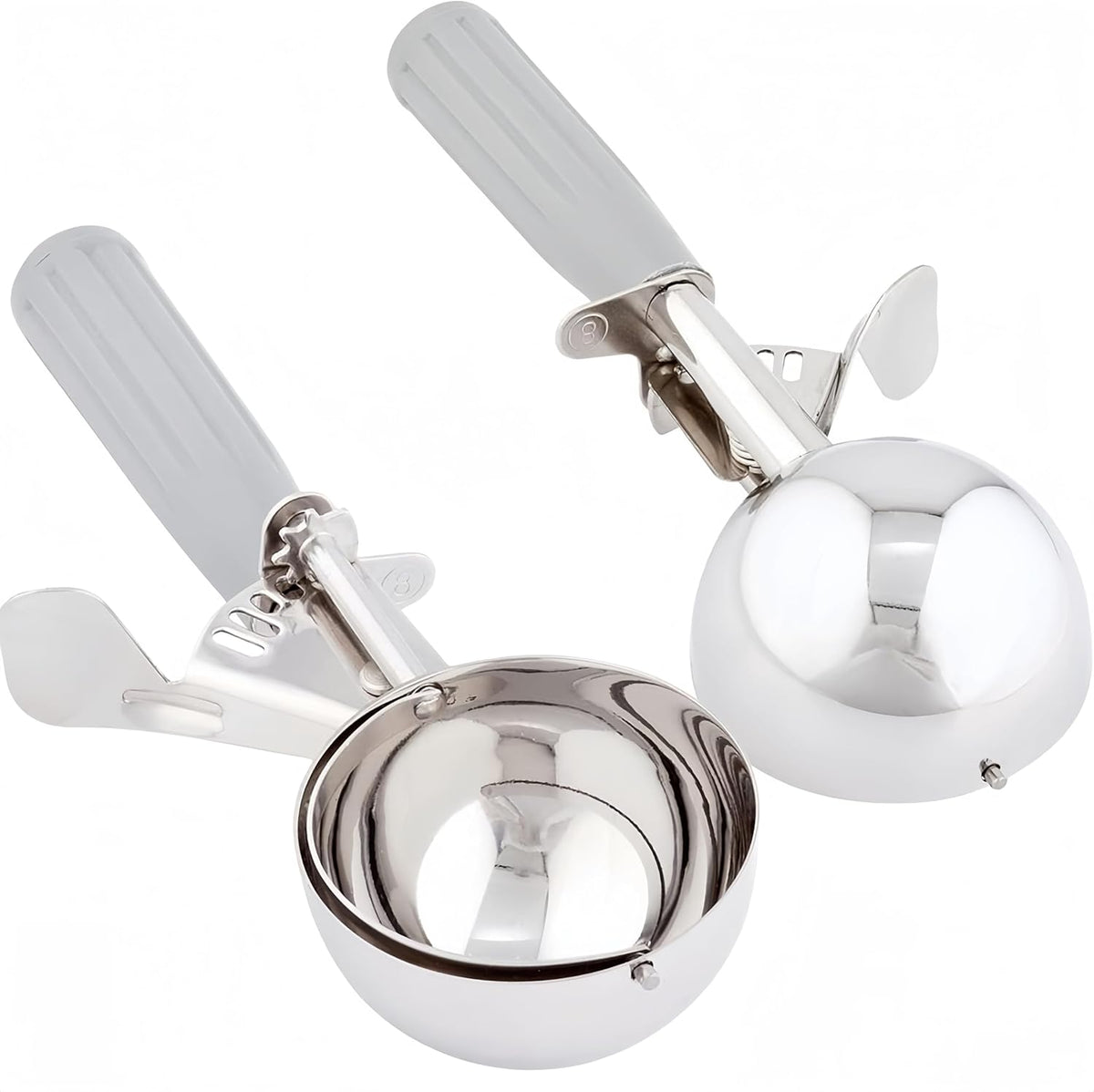 2Pack 4 OZ Portion Scoop Ice Cream Disher with Trigger Release, Stainless Steel Cookie Scoops for Portion Control, Half Cup Scoop for Pastry Dough, Cupcake Batter