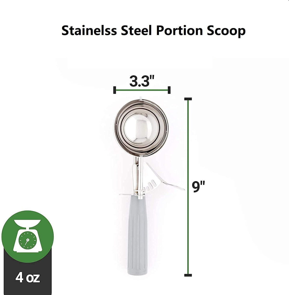 2Pack 4 OZ Portion Scoop Ice Cream Disher with Trigger Release, Stainless Steel Cookie Scoops for Portion Control, Half Cup Scoop for Pastry Dough, Cupcake Batter