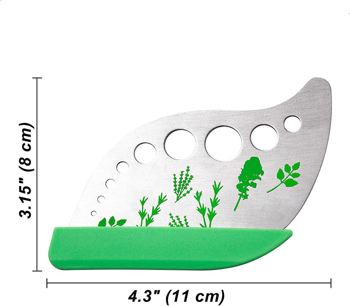 Herb Stripper Tool with 9 Sizing Holes Food-Grade Stainless Steel Leaf Remover for Cooking, Compact Kitchen Gadget with Blade & Safety Cover for collards parsley cilantro goji