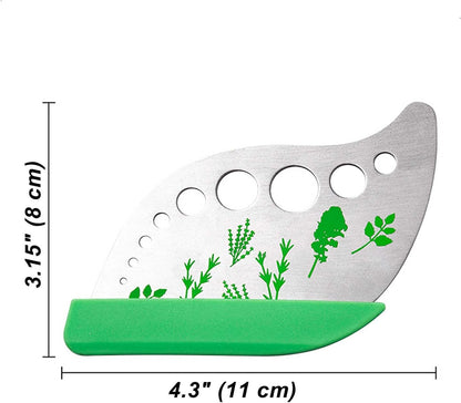 Herb Stripper Tool with 9 Sizing Holes Food-Grade Stainless Steel Leaf Remover for Cooking, Compact Kitchen Gadget with Blade & Safety Cover for collards parsley cilantro goji