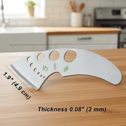 Herb Stripper Tool with 9 Sizing Holes Food-Grade Stainless Steel Leaf Remover for Cooking, Compact Kitchen Gadget with Blade & Safety Cover for collards parsley cilantro goji