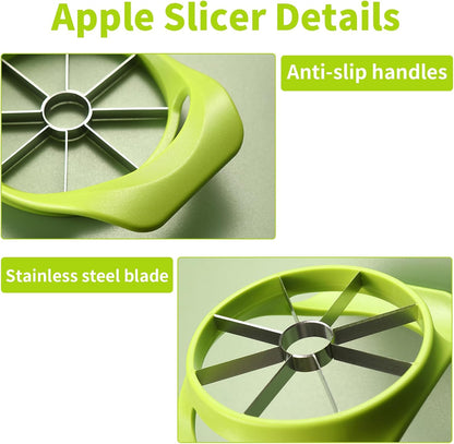 2 Pack Apple Slicer 8 Super Sharp Stainless Steel Blades Apple Slicer, Corer and Divider, Heavy Duty Stainless Steel Apple Cutter, Dishwasher Safe (B)